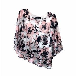 Alex Evenings Asymmetrical Chiffon Top Size Small